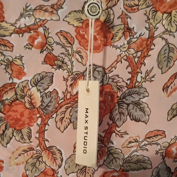 Max Studio Pink and Orange A-Line Midi Skirt - Picture 3 of 4